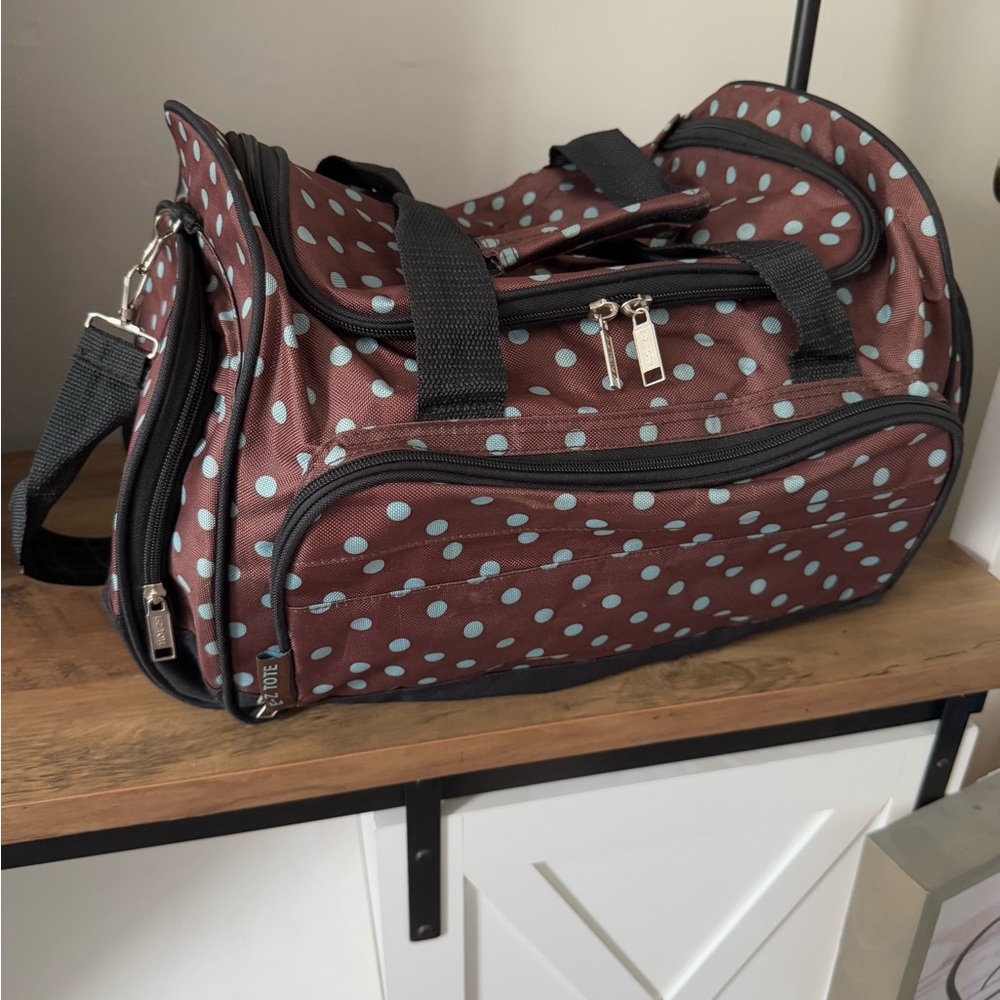 Brown Polka Dot Duffel Bag